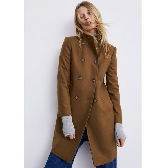 zara toffee long coat